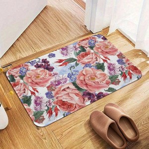 Pink Lotus Leaf Bathroom Rugs Winter Bath Mat Absorbent Non Slip Bathroom Mat Christmas Soft Floor Carpet 16x20 Inches - 1 of 1