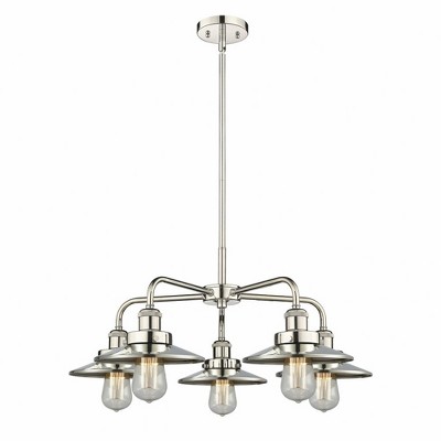 Ballston Urban - 5 Light Stem Hung Chandelier In Industrial Style-11 Inches Tall and 26 Inches Wide