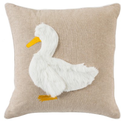Quackadilly Goose Pillow - Beige/White - 20" X 20"  - Safavieh