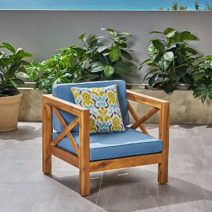 XIYUYEU Mid-Century Modern Patio Accent Chair, Outdoor Club Chair with Water-Resistant Cushions for Patio, Garden, Balcony - 1 of 4