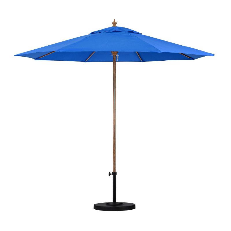 9&#39; x 9&#39; Round Wood Grain Steel Patio Umbrella Pacific Blue - Astella, 2 of 8