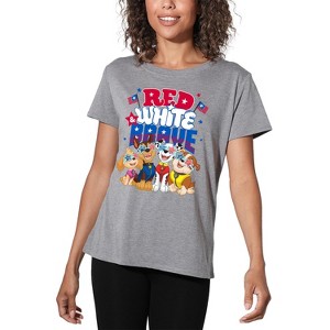 Women's Paw Patrol Red, White Brave 4th Of July Loose T-Shirt - 1 of 4
