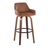 Set of 2 30" Fixed-Height Barstools with Wood Legs, Round Metal Footrest, and 360¡ã Swivel for Kitchen - 2 of 4
