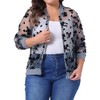 Agnes Orinda Women's Plus Size Bomber Mesh Sheer Floral Lace Long Sleeve Fashion Jackets - 2 of 4
