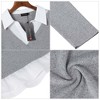 Women's Short Sleeve V-Neck Contrast Collared Shirts Patchwork Work Blouse Tunics Tops - 3 of 4