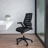 Emma and Oliver High Back Black Mesh Swivel Ergonomic Office Chair with Adjustable Flip-Up Arms - 2 of 4