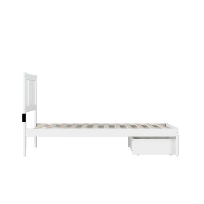 Tahoe Twin Mission White Wood Bed with Storage Drawer & USB Charger