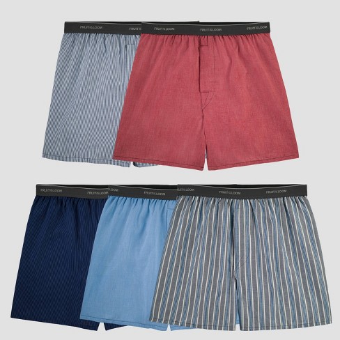 Fruit Of The Loom Men S Elastic Waistband Boxers 5pk Assorted