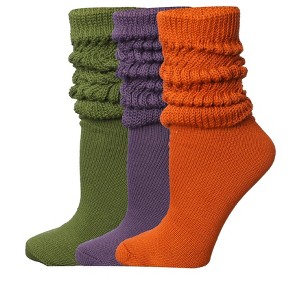 Tipi Toe Womens 3 Pair Slouch Socks Knee High Energetic Contrasts Colorful Hues Warm Cozy Long Scrunch Socks - 1 of 1