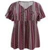 GRACE & GRANDEUR Women's Plus Size Boho Floral Print Drawstring Collar Ruffle Sleeve Gathered Ties Babydoll Blouses - 4 of 4