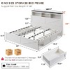 SinCiDo Farmhouse King Sized Wooden Bed Frame, with Charging Station and Led Lights, 52" High Headboard and 4 Large Drawers, Noise Free - 3 of 4