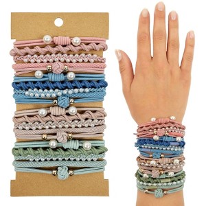 Wrapables Boho Hair Tie Bracelets for Women, No Damage Elastic Hair Bands, Hair Accessories for Thick and Thin Ponytails (20pcs) - 1 of 4