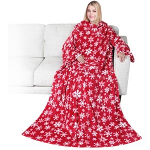 PAVILIA Fleece Wearable Blanket with Sleeves, Warm Cozy Soft Functional Lightweight Sleeved Throw Adults Men Women - 1 of 4