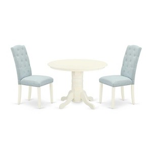3Pc Dinette Set - Round Dining Table & 2 Parsons Chairs - Kitchen Dining Room Set - 1 of 4