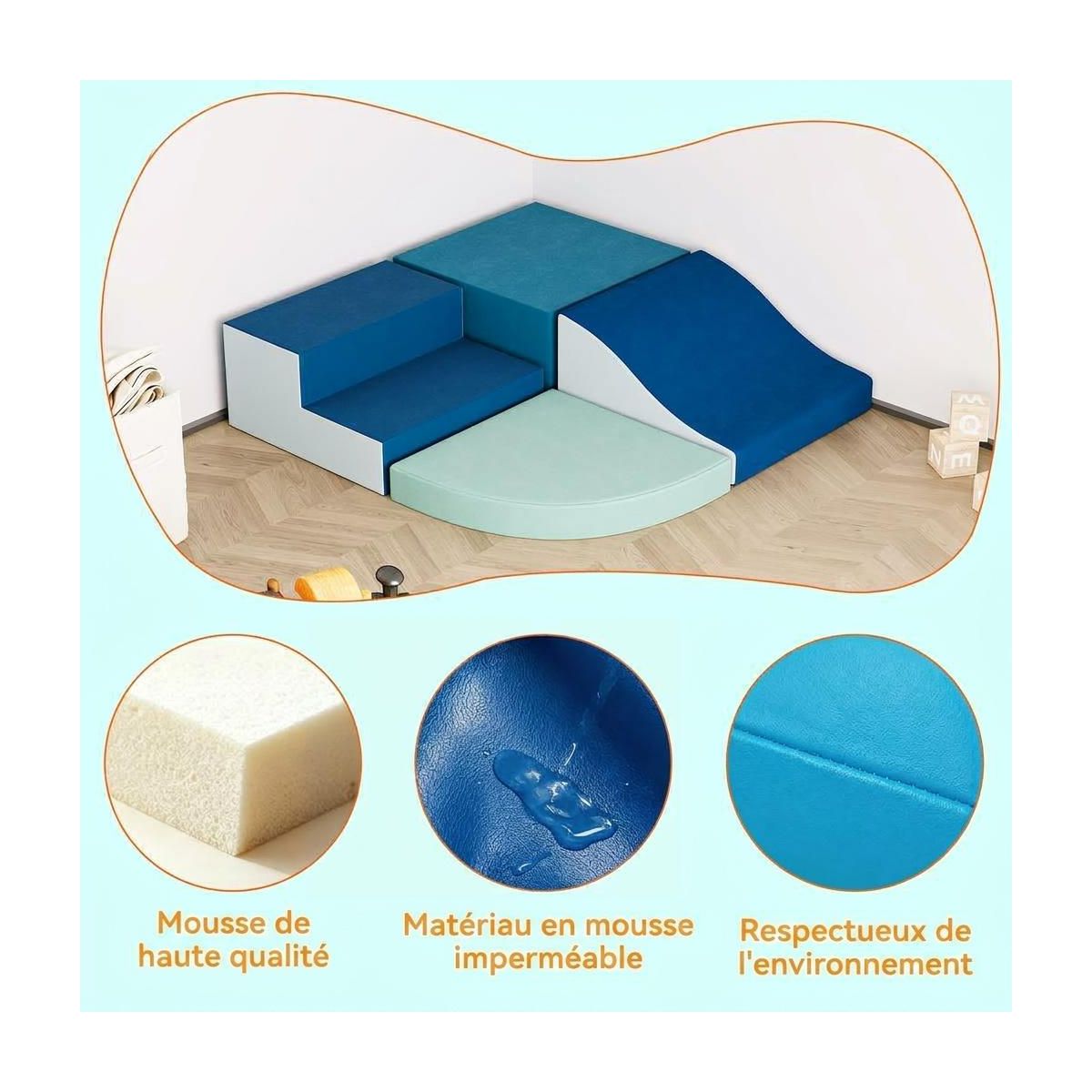4-Piece Foam Climbing Blocks for Toddlers, Soft Play Set with PU Leather Cover, Indoor Toddler Climbing Toys for Crawling, Sliding, Playroom & Daycar - thumbnail 7