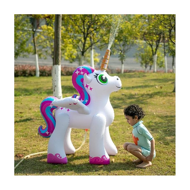 Syncfun 48” Inflatable Yard Sprinkler with Unicorn Design, Inflatable Water Toy for Summer Outdoor Fun, Lawn Sprinkler Toy for Kids, 4 of 6