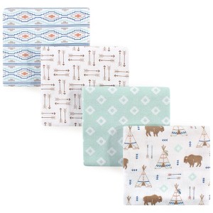 Hudson Baby Infant Boy Cotton Flannel Receiving Blankets, Mint Moose, One Size - 1 of 1