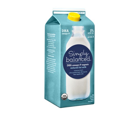 DHA Omega-3 Organic 2% Milk - 0.5gal - Simply Balanced&#153;