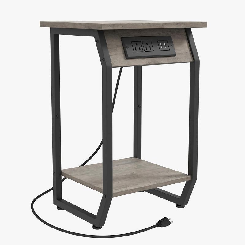 WhizMax Side Table with Charging Station, Vintage End Table with USB Charging Ports and Outlets, 1 of 6