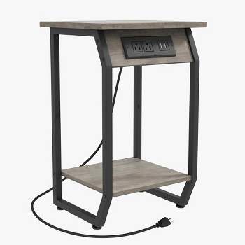 WhizMax Side Table with Charging Station, Vintage End Table with USB Charging Ports and Outlets
