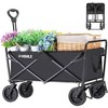 Folding wagon,the combination of 600D Oxford fabric and PVC material allows this folding wagon to support up to 220 lbs,black - 2 of 4