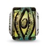 Black Bow Jewelry Dichroic Glass and Sterling Silver Yellow Striped Bead Charm, 14mm - 4 of 4