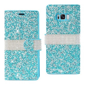 Reiko Samsung Galaxy S8 Edge/ S8 Plus Diamond Rhinestone Wallet Case in Blue - 1 of 4