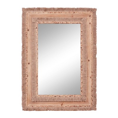 Bohemian Wood Rectangle Decorative Wall Mirror Brown - Olivia & May