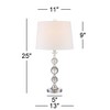 360 Lighting Solange 25" High Modern Glam Luxury Table Lamps Set of 2 Silver Finish Stacked Crystal White Shade Living Room Bedroom Bedside Nightstand - 4 of 4