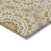 Gold Gray And Ivory Floral Medallion Washable Indoor Outdoor Area Rug - 4 of 4