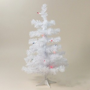Northlight 2' Prelit Artificial Christmas Tree Slim White Tinsel - Multi-Color Lights - 1 of 4