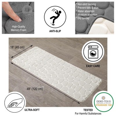 Beige Memory Foam Pebble Design Runner Mat for Bathroom