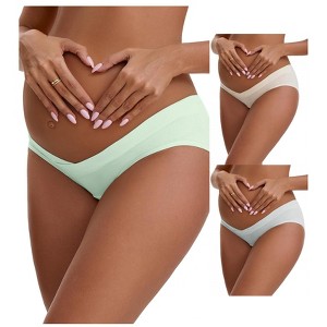 INSPIRE CHIC Women's Cotton Low Waist Under the Bump Maternity Briefs Pregnancy Underwear 3 Packs - 1 of 4