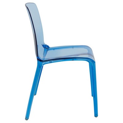 Murray 33" Transparent Blue Plastic Dining Chair, Set of 2