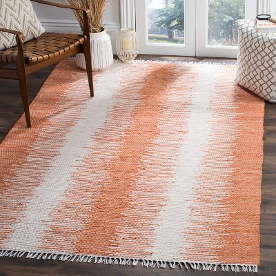 Coastal Charm Orange Stripe Hand-Woven Cotton Area Rug - 59"x8"