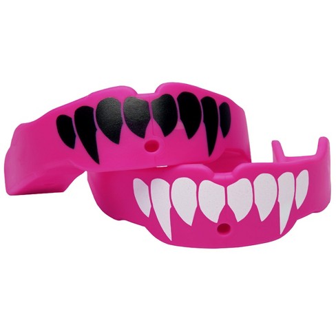  Battle Fangs Football Mouthguard – Sports Mouth Guard with  Removable Strap – Protector Mouthpiece Fits With or Without Braces on Teeth  – Adult & Youth Mouth Guard Sizes, 2 Pack