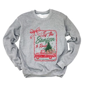 Tis The Season To Read Red Truck - Women's Graphic Sweatshirt - 1 of 4
