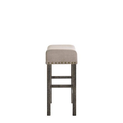 Gray Wood Backless Saddle Counter Height Stool