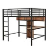 YOOCOZZ Full Size Metal & Wood Loft Bed with L -Shaped Desk and Shelves -Black and Brown - 4 of 4