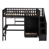 TiramisuBest Twin Loft Bed with Bookshelf, Drawers, Desk, Wardrobe - Espresso, Wood + MDF, 94x42x72 inches, 257 lbs - 4 of 4