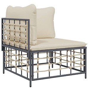 vidaXL Outdoor Patio Corner Sofa with Beige Cushions, Weather-Resistant Poly Rattan, Flexible Modular Design, Sturdy Powder-Coated Steel Frame - 1 of 4