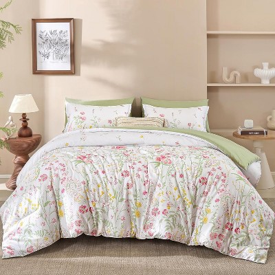 Der Rose BALHAM TRADE-7 Piece Queen Size Green Floral Comforter Set All Season Bed in a Bag with Sheets Purple-Queen 90"x90" — фото 3