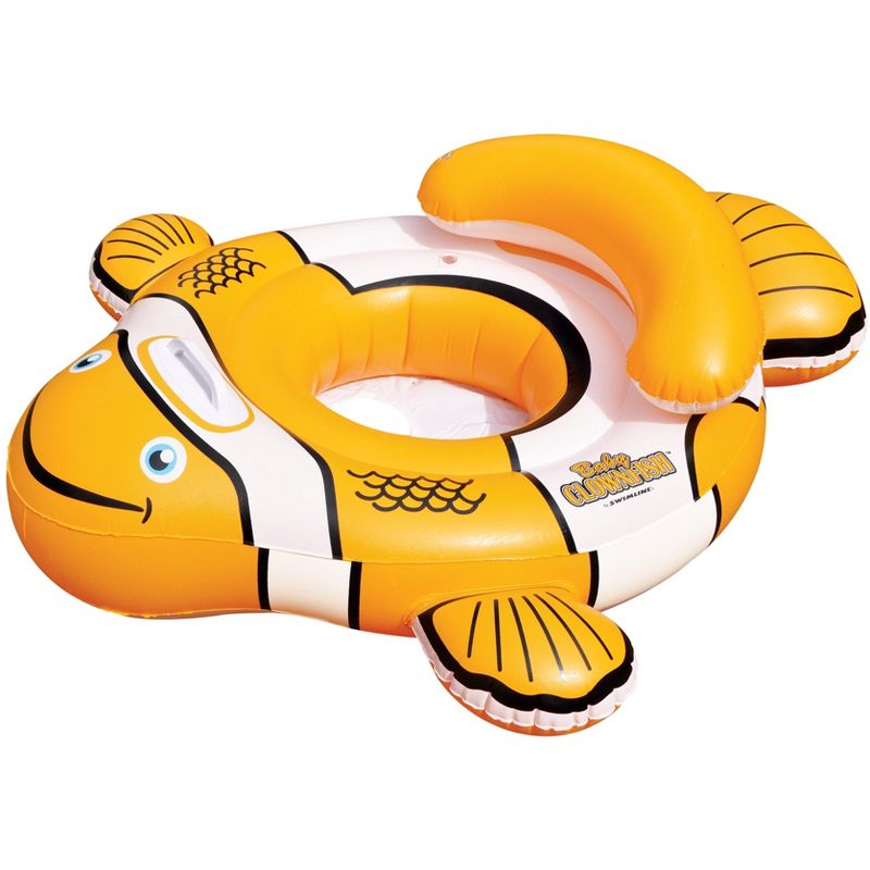 Swim Central 40'' Orange and White Inflatable Clownfish Baby Pool Float, 1 of 3
