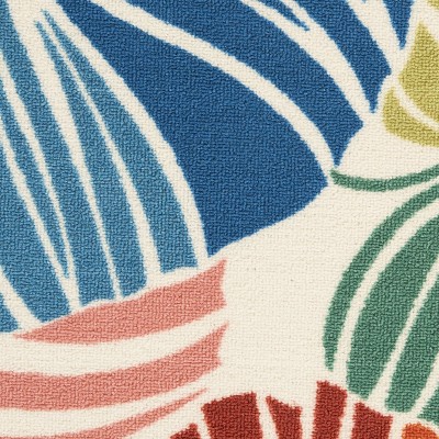 Multicolor Tropical Leaf Pattern Outdoor Area Rug