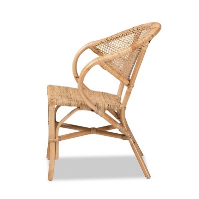 Varick Natural Brown Rattan Arm Chair with Foam Cushion