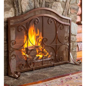 Plow & Hearth - Large Crest Flat Guard Fireplace Fire Screen - 1 of 2