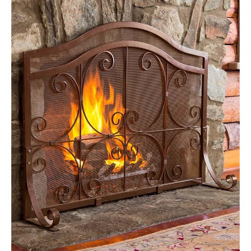 Plow u0026 Hearth - Large Crest Flat Guard Fireplace Fire Screen : Target