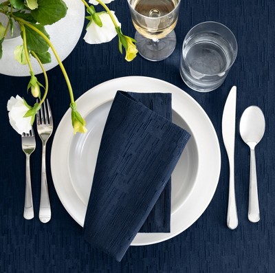 Navy Textured Water-Resistant Polyester Napkins, Set of 4