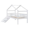 YOOCOZZ Twin Size House Roof Design Low Loft Bed with Slide and Safety Guardrails - 3 of 4