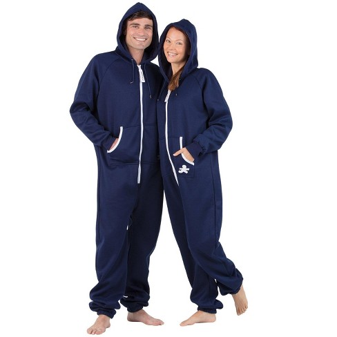 Joggies - Navy Blue Footless Hoodie One Piece Onesie - Adult